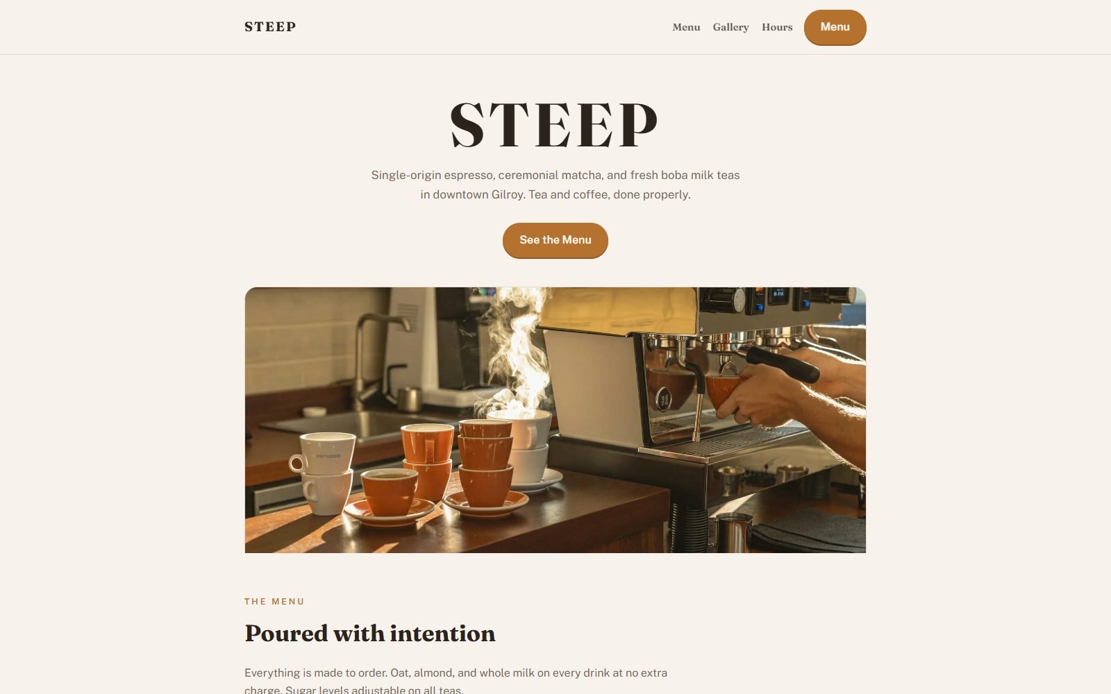 STEEP cafe demo in the minimal style