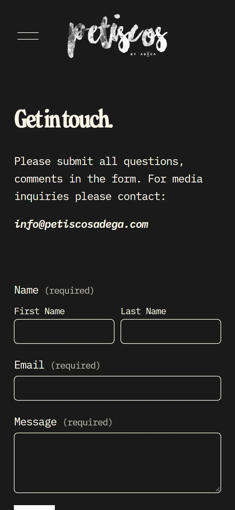 Before: the old Get in touch page on a phone, a contact form and an email address, with no street address, phone number or map