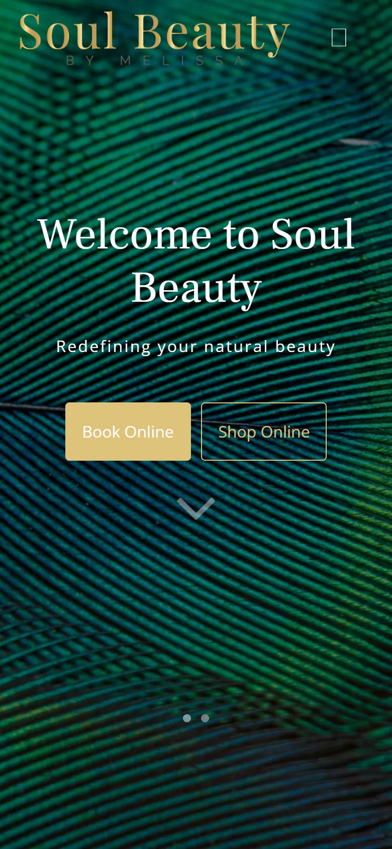 Before: The old Soul Beauty home page on a phone, as archived in June 2026